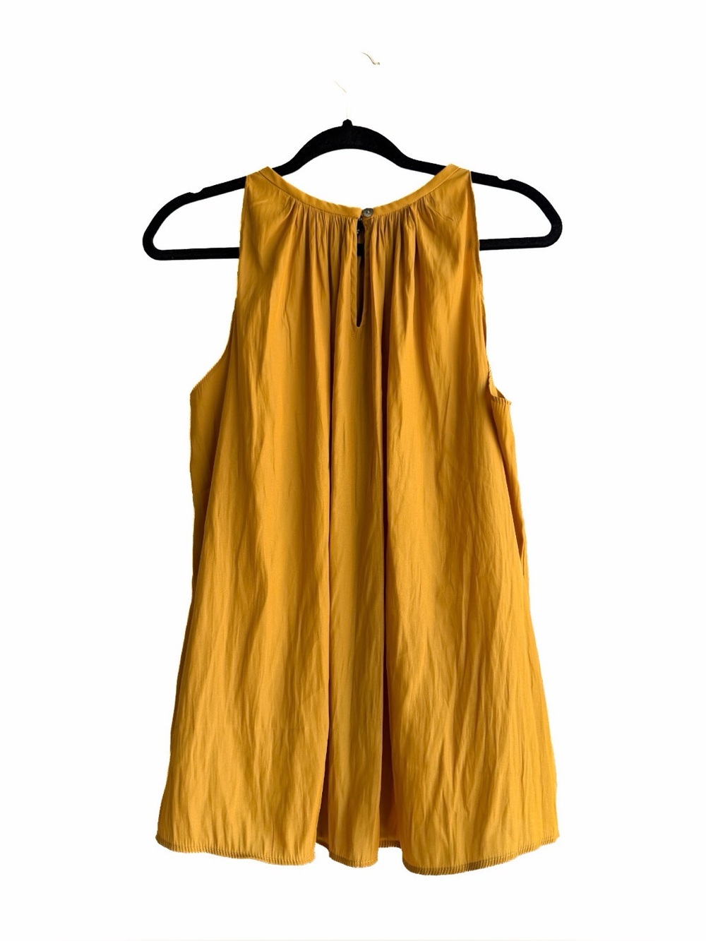 Catherine Malandrino Sleeveless Keyhole Halter Top in Mustard